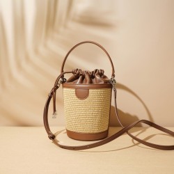 Luxury drawstring straw bucket bag F-9717A  F-9717B