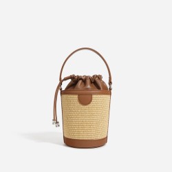 Luxury drawstring straw bucket bag F-9717A  F-9717B