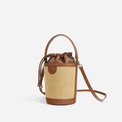 Luxury drawstring straw bucket bag F-9717A  F-9717B