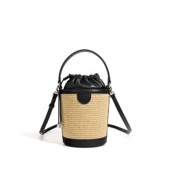 Luxury drawstring straw bucket bag F-9717A  F-9717B