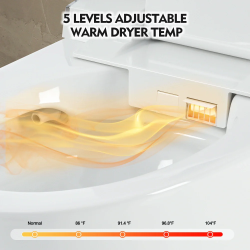 Smart Bidet Toilet, with Spray Water Washing and Air Dryer, Footkick Flush