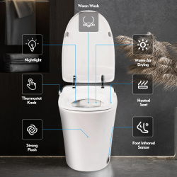 Smart Bidet Toilet, with Spray Water Washing and Air Dryer, Footkick Flush