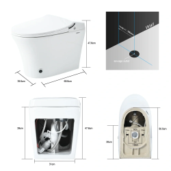 Smart Bidet Toilet, with Spray Water Washing and Air Dryer, Footkick Flush