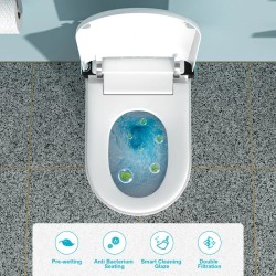 Smart Toilet with Bidet, Elongated Heated seat, Foot Sensor Flush, Warm Water Wash, Dryer