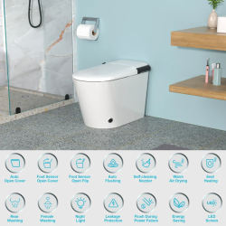 Smart Toilet with Bidet, Elongated Heated seat, Foot Sensor Flush, Warm Water Wash, Dryer