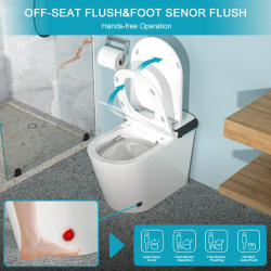 Smart Toilet with Bidet, Elongated Heated seat, Foot Sensor Flush, Warm Water Wash, Dryer