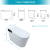 Smart Toilet with Bidet, Elongated Heated seat, Foot Sensor Flush, Warm Water Wash, Dryer