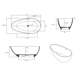 TOPSALEWHOLESALE 59" Freestanding Bathtub, Luxury Soaking Bathtub with Overflow and Pop-up Drain, Matte White