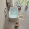 TOPSALEWHOLESALE 49" Freestanding Bathtub White Acylic, Square Japanese Soaking Bathtub, Sit-In Design