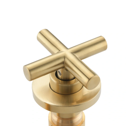 TOPSALEWHOLESALE Wall Mount Bathroom Faucet, 3 Holes 2 Cross Handles, Brushed Gold